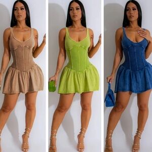 Women's Bijou Mini Skort Ribbed Romper Dress Pink